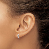 14k White Gold Polished Round Hinged Hoop Earrings-XY191