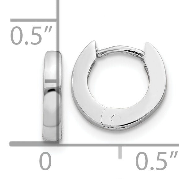 14k White Gold Polished Round Hinged Hoop Earrings-XY191