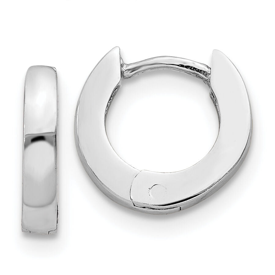 14k White Gold Polished Round Hinged Hoop Earrings-XY191