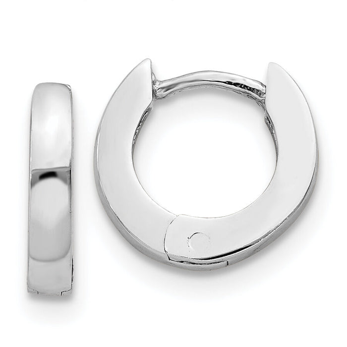 14k White Gold Polished Round Hinged Hoop Earrings-XY191