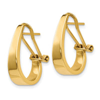 14k Polished J-Hoop Omega Back Post Earrings-XY607
