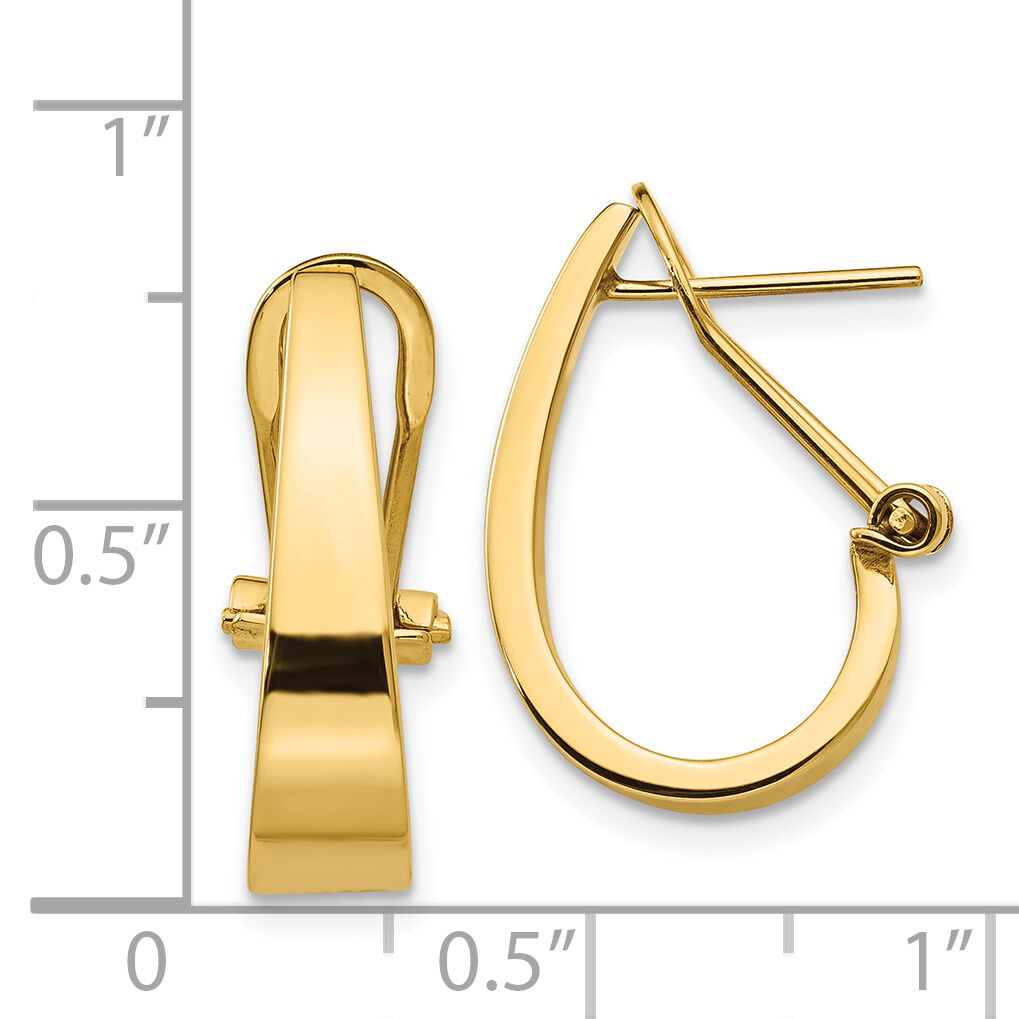 14k Polished J-Hoop Omega Back Post Earrings-XY607
