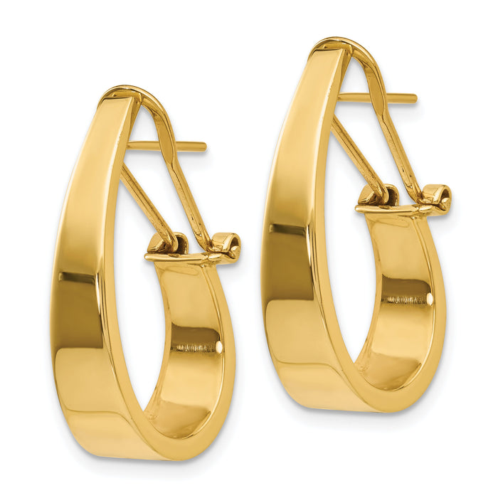 14k Polished J-Hoop Omega Back Post Earrings-XY608