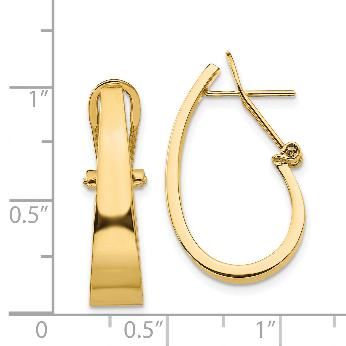 14k Polished J-Hoop Omega Back Post Earrings-XY608