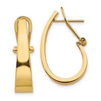 14k Polished J-Hoop Omega Back Post Earrings-XY608