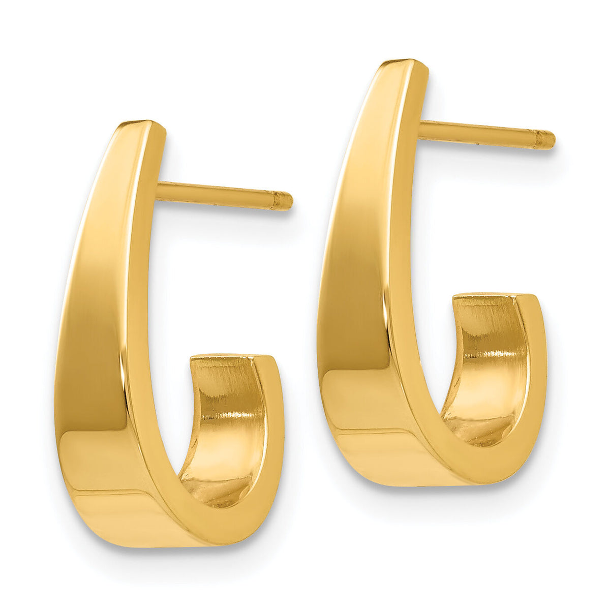 14k Small Polished J Hoop Earrings-XY610