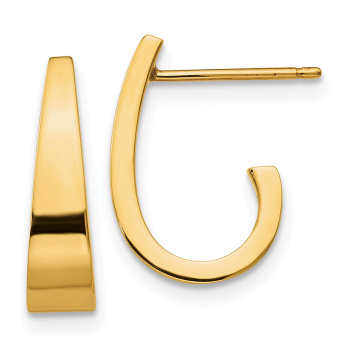 14k Small Polished J Hoop Earrings-XY610