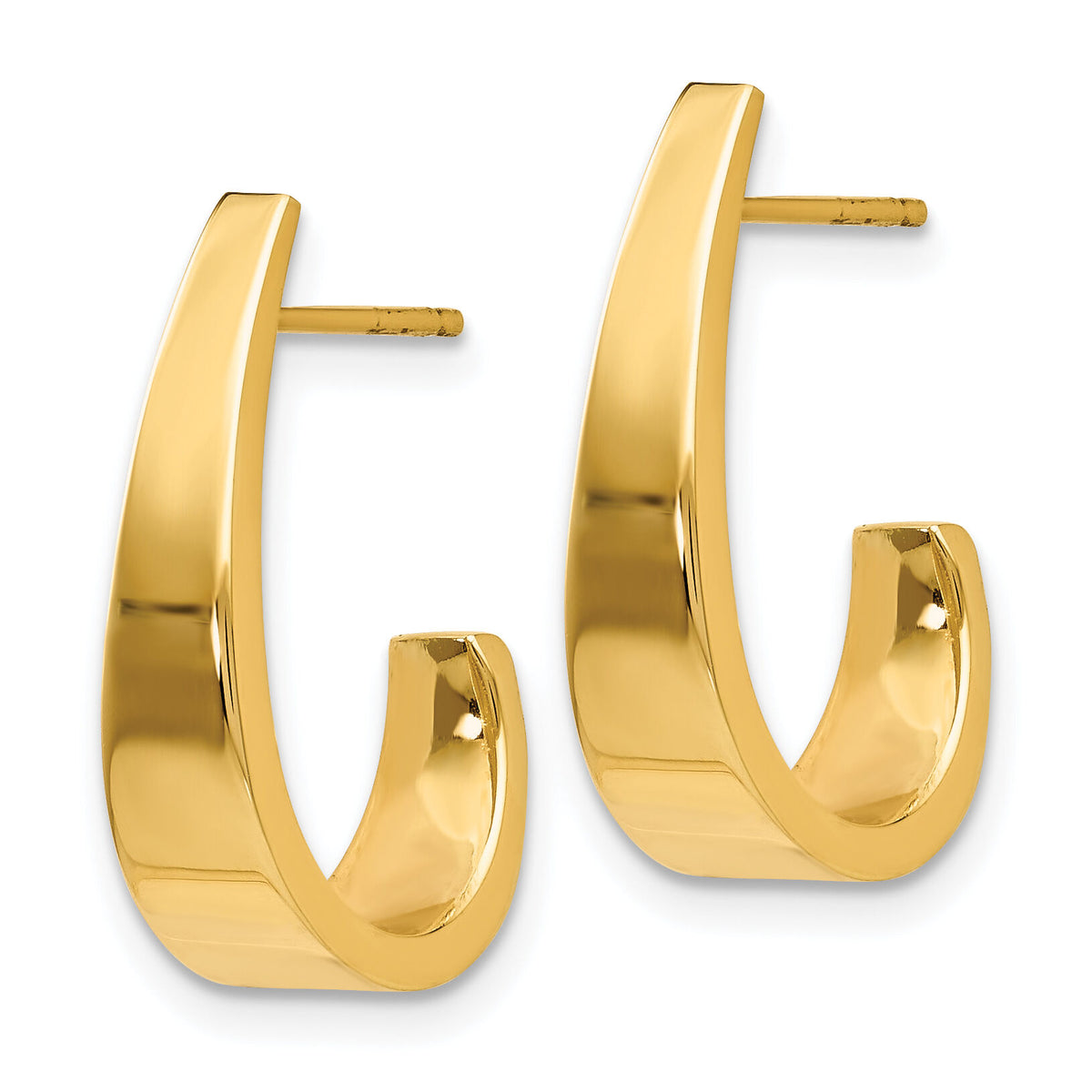 14k Medium Polished J Hoop Earrings-XY611