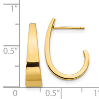 14k Medium Polished J Hoop Earrings-XY611
