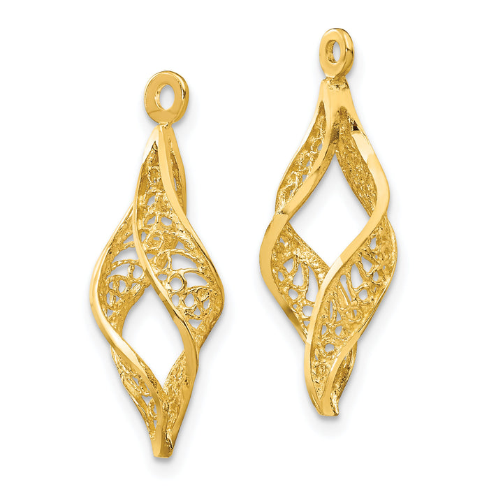14k Polished Filigree Swirl Earring Jackets-XY656