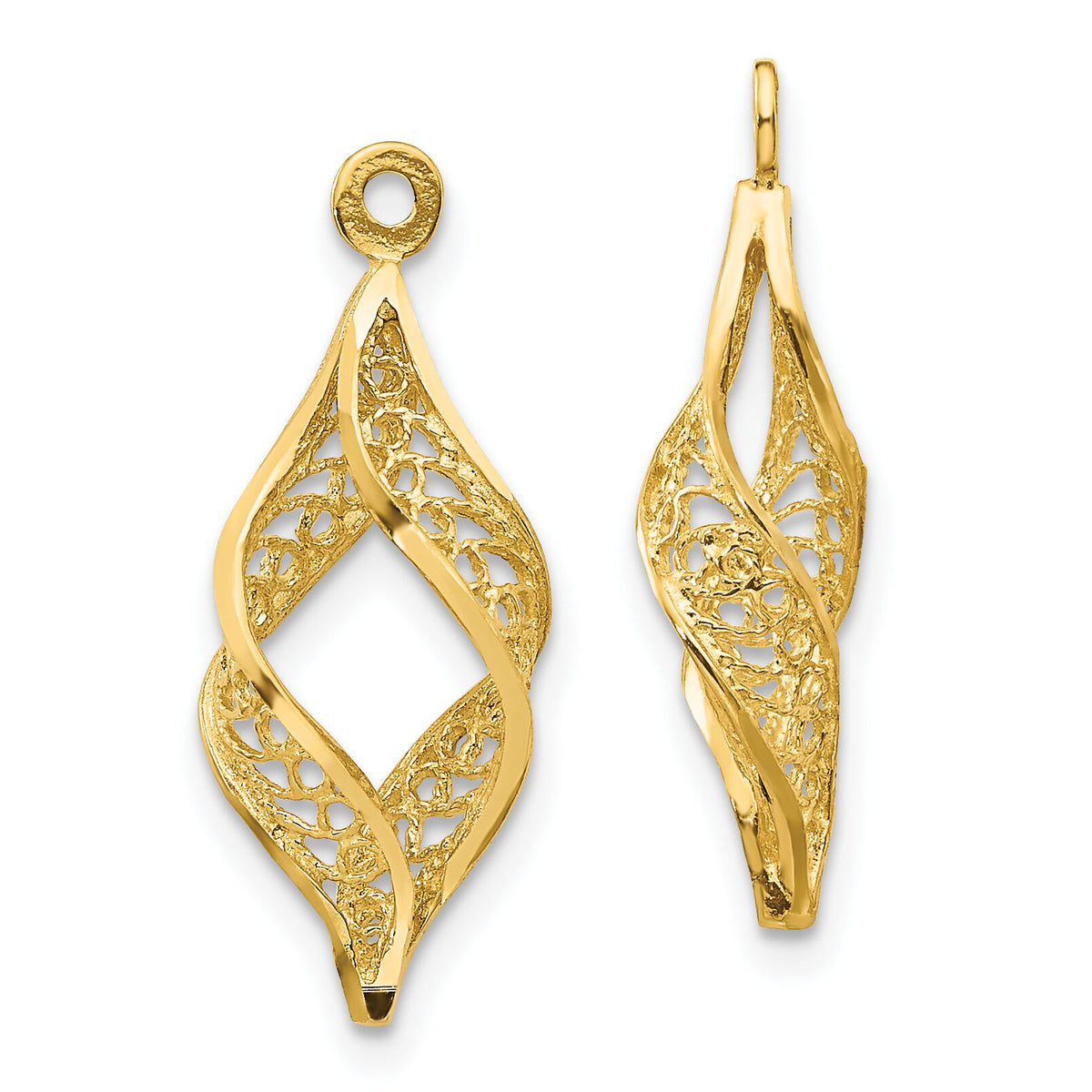14k Polished Filigree Swirl Earring Jackets-XY656