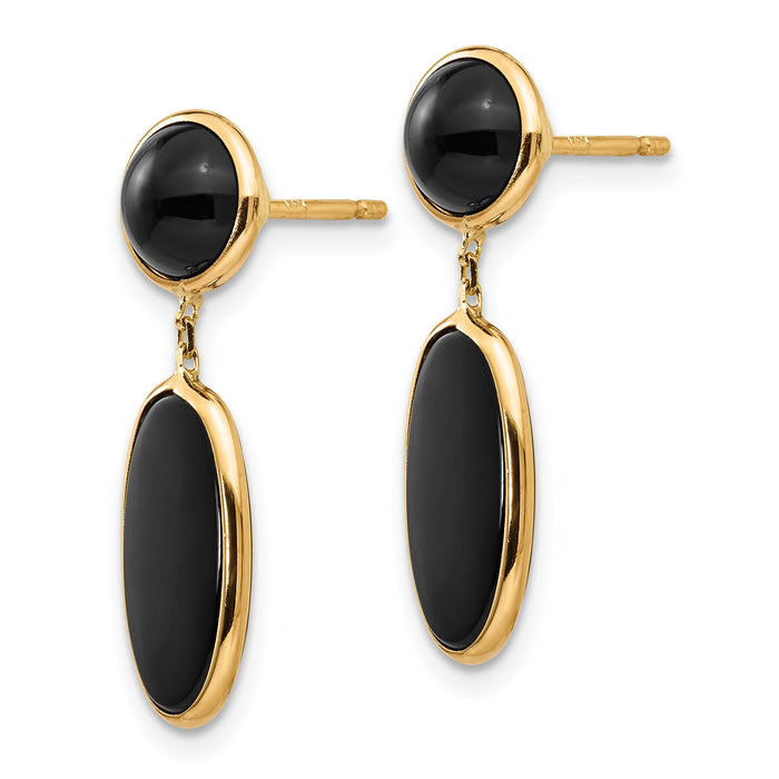 14k Onyx Oval Dangle Post Earrings-XY814