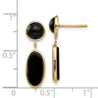 14k Onyx Oval Dangle Post Earrings-XY814