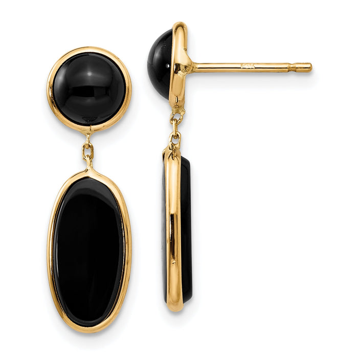 14k Onyx Oval Dangle Post Earrings-XY814
