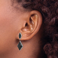 14k White Gold Onyx Dangle Post Earrings-XY818