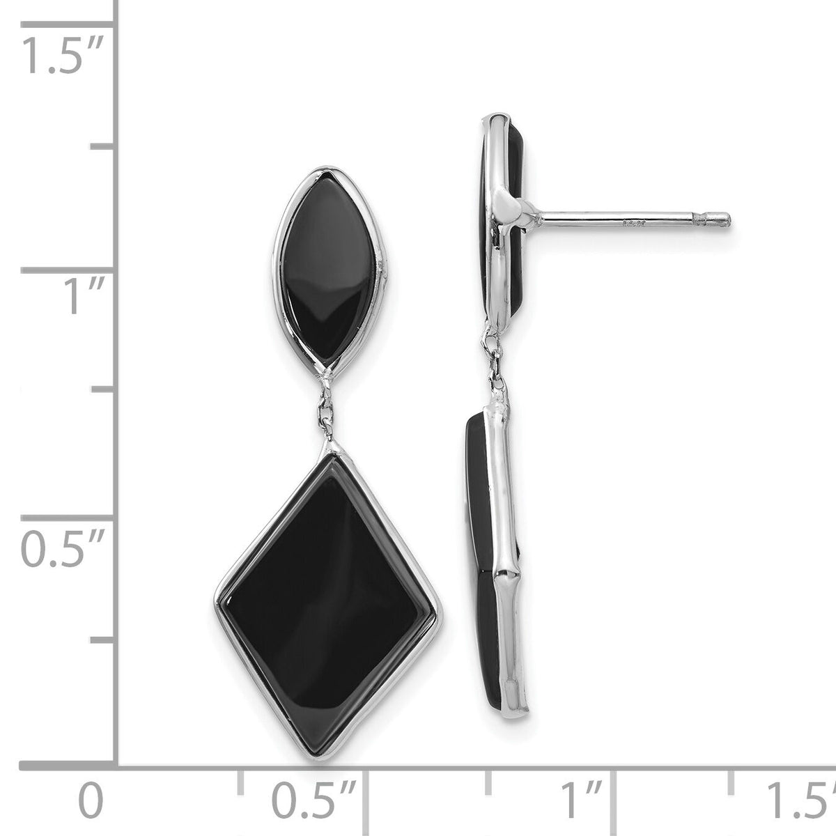 14k White Gold Onyx Dangle Post Earrings-XY818