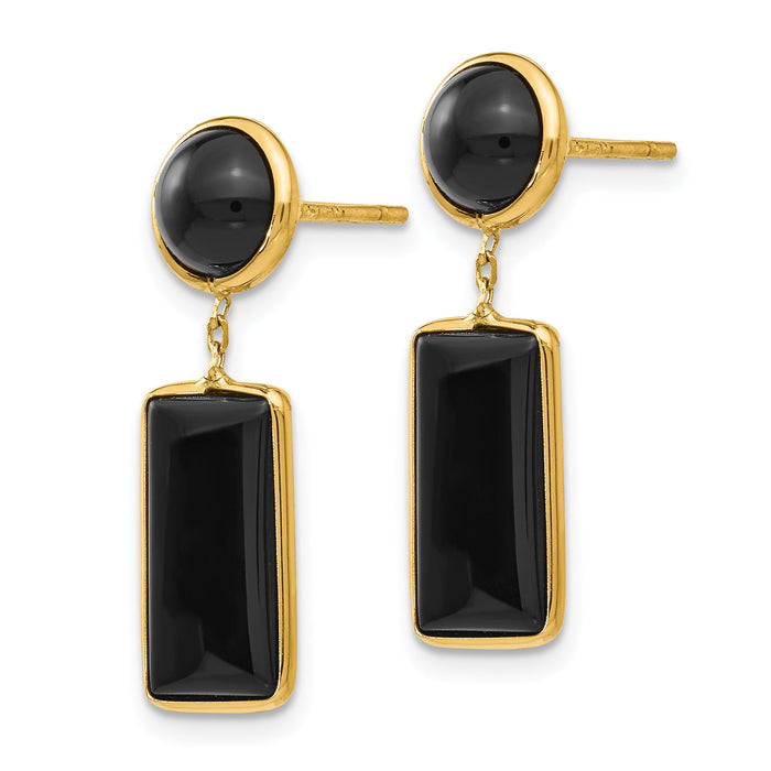 14k Onyx Rectangle Dangle Post Earrings-XY819