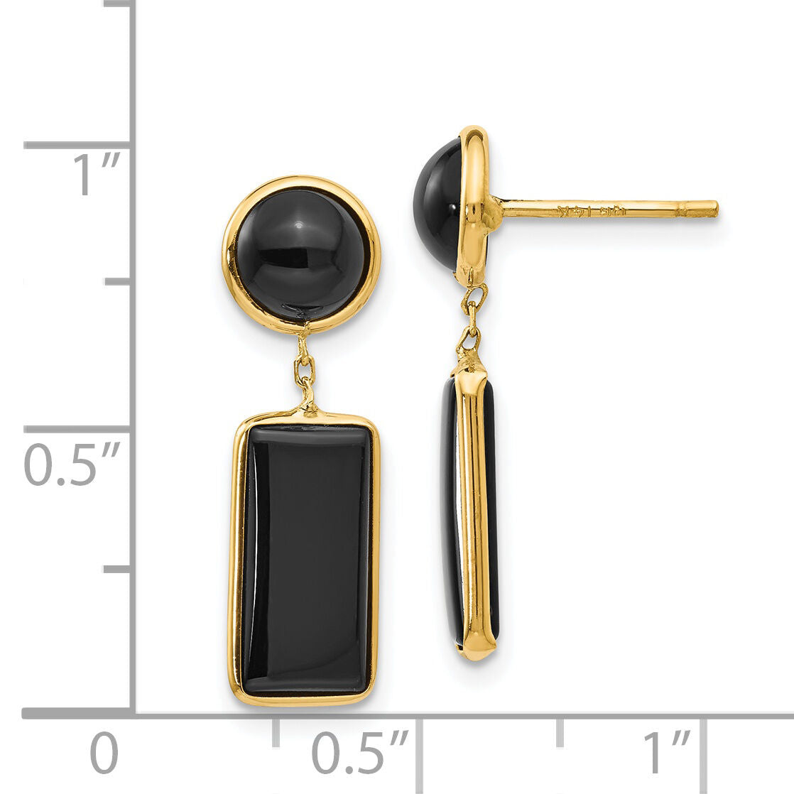 14k Onyx Rectangle Dangle Post Earrings-XY819