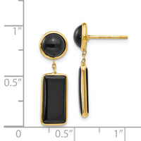 14k Onyx Rectangle Dangle Post Earrings-XY819