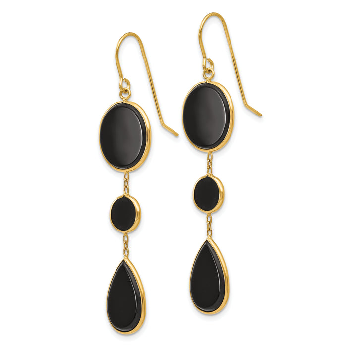 14k Onyx Geometric Dangle Earrings-XY823