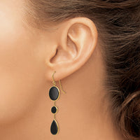 14k Onyx Geometric Dangle Earrings-XY823