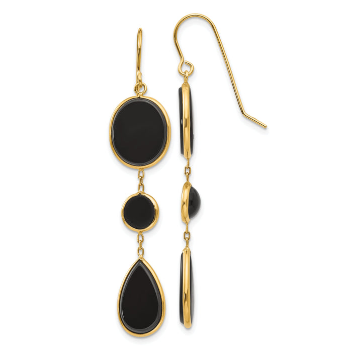 14k Onyx Geometric Dangle Earrings-XY823