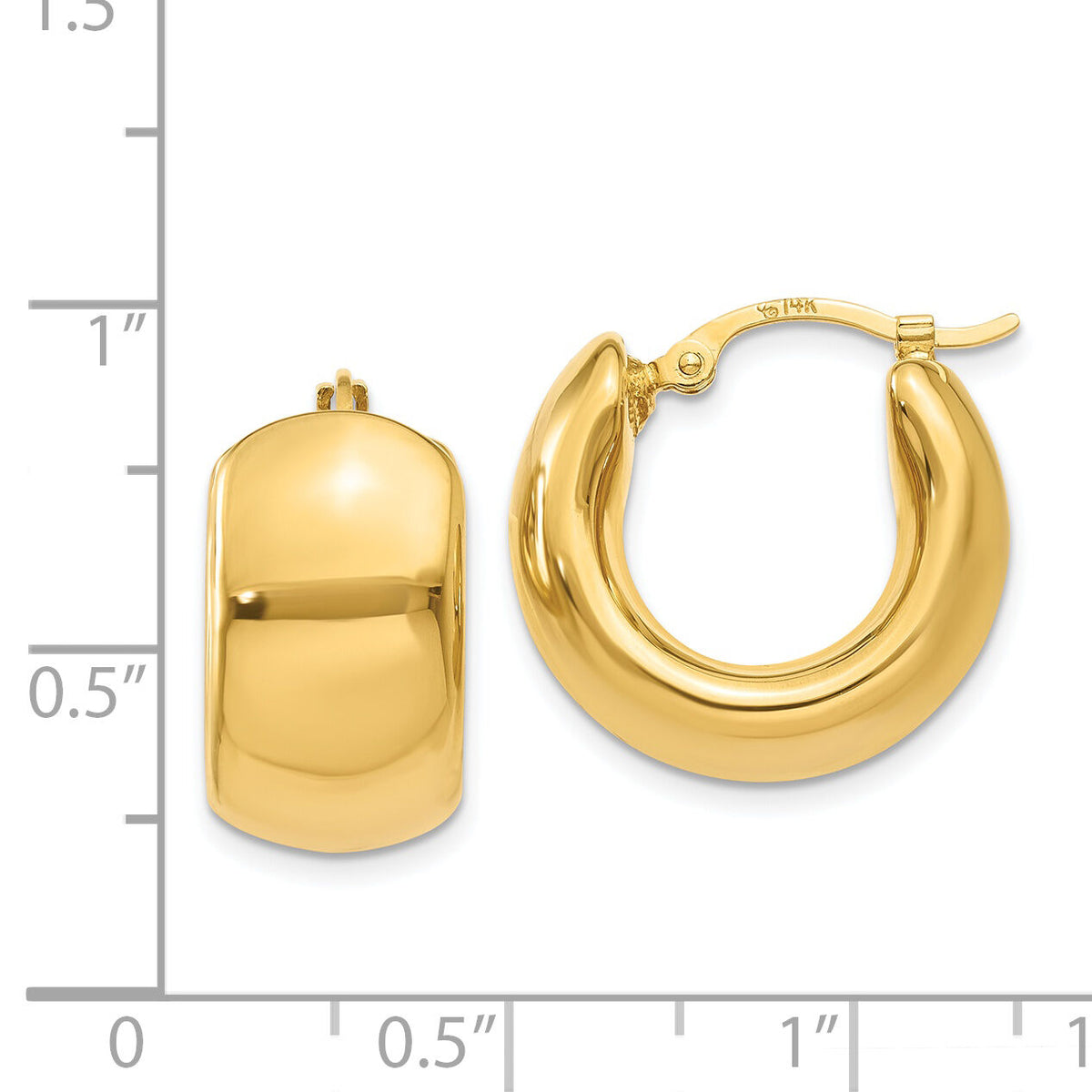 14k Wide Puffed Hoop Earrings-XY900