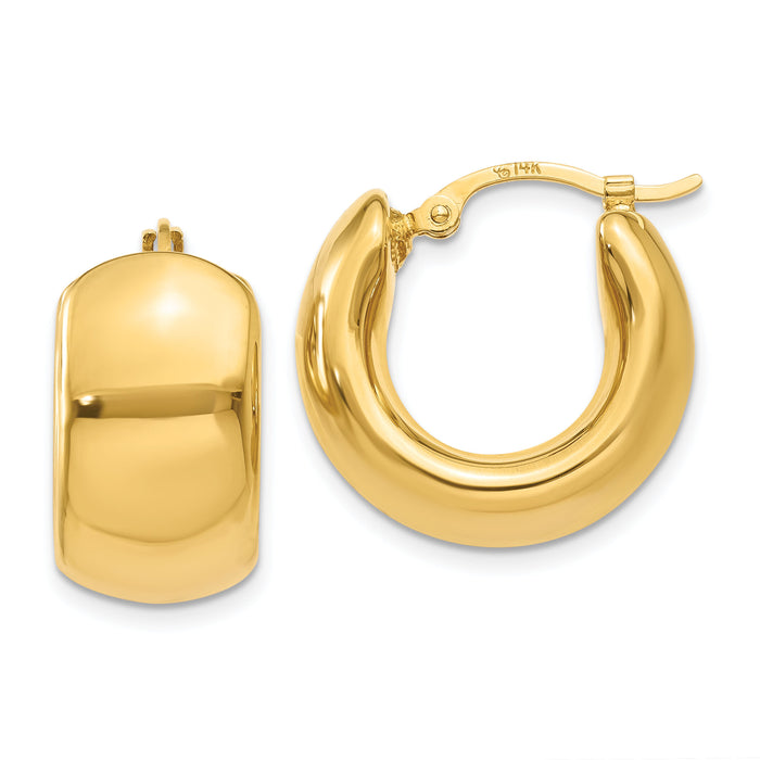 14k Wide Puffed Hoop Earrings-XY900