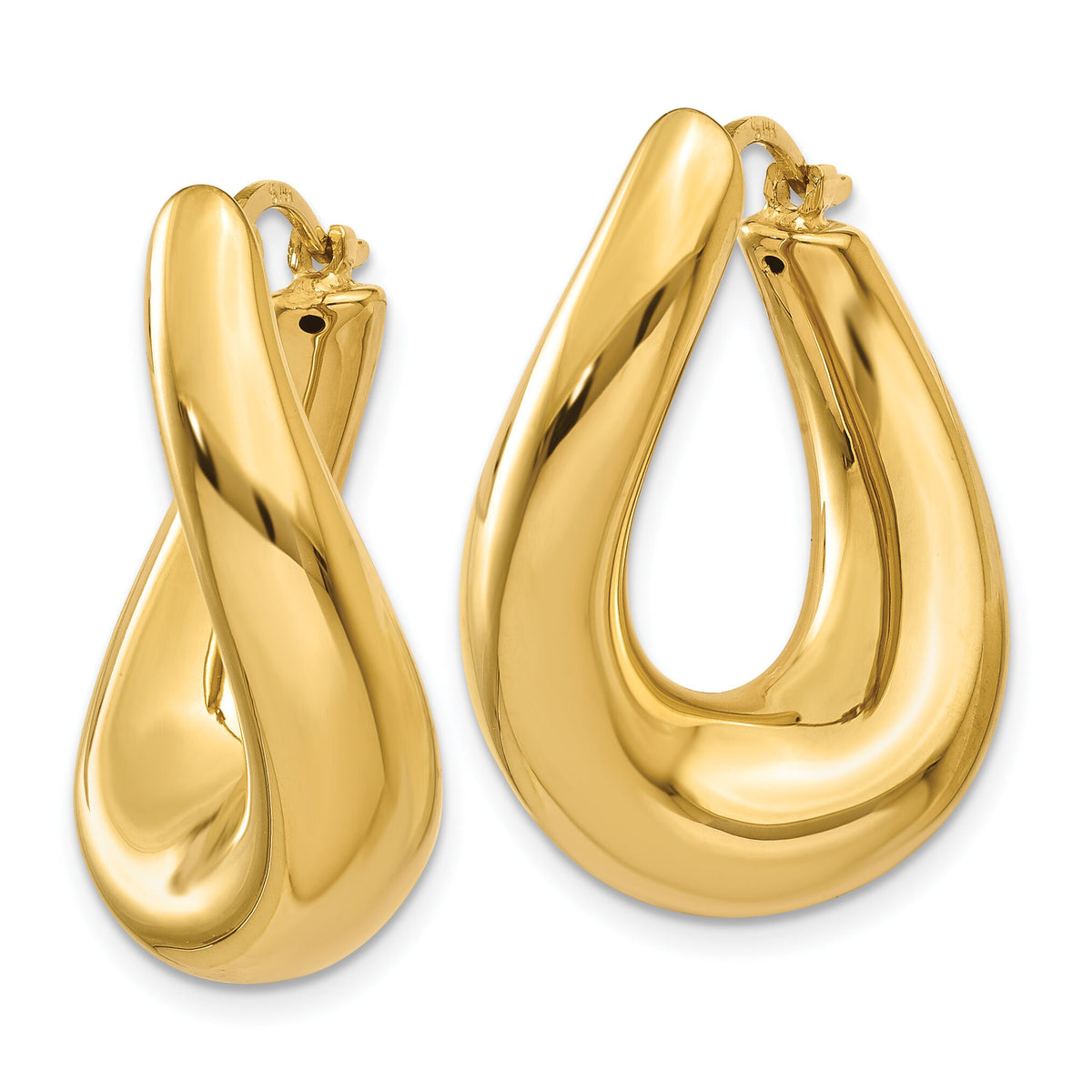 14k Twisted Oval Hoop Earrings-XY904