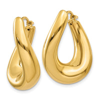 14k Twisted Oval Hoop Earrings-XY904