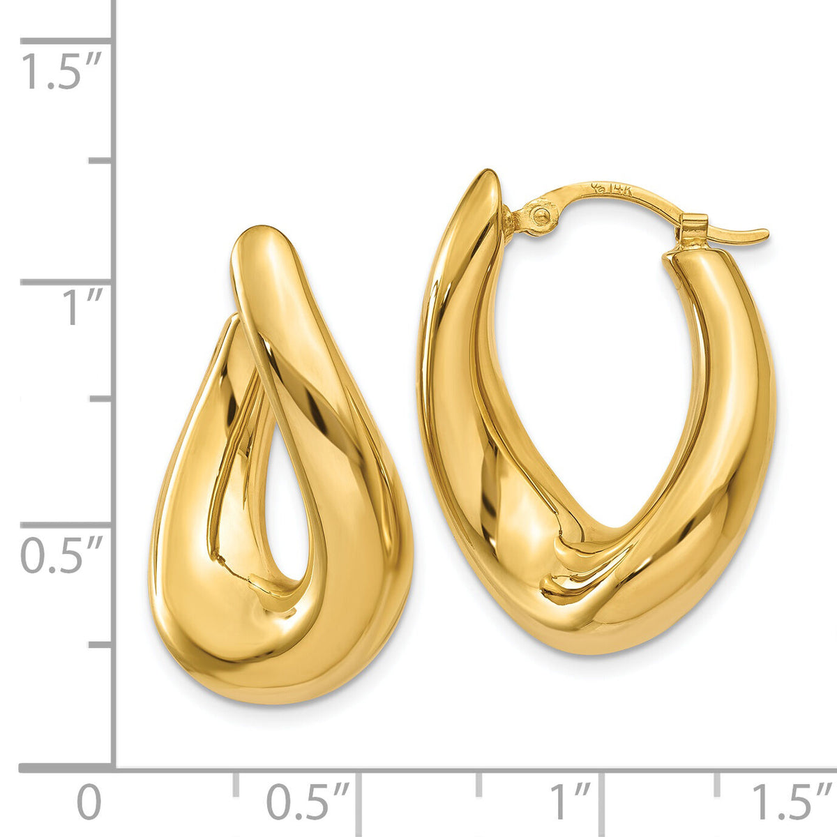 14k Twisted Oval Hoop Earrings-XY904