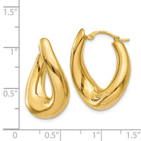 14k Twisted Oval Hoop Earrings-XY904