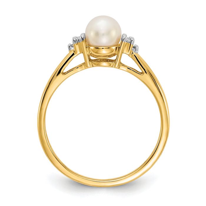 14k Diamond and FW Cultured Pearl Ring-Y11646AA