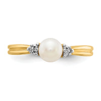 14k Diamond and FW Cultured Pearl Ring-Y11646AA