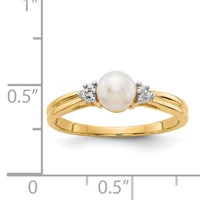 14k Diamond and FW Cultured Pearl Ring-Y11646AA