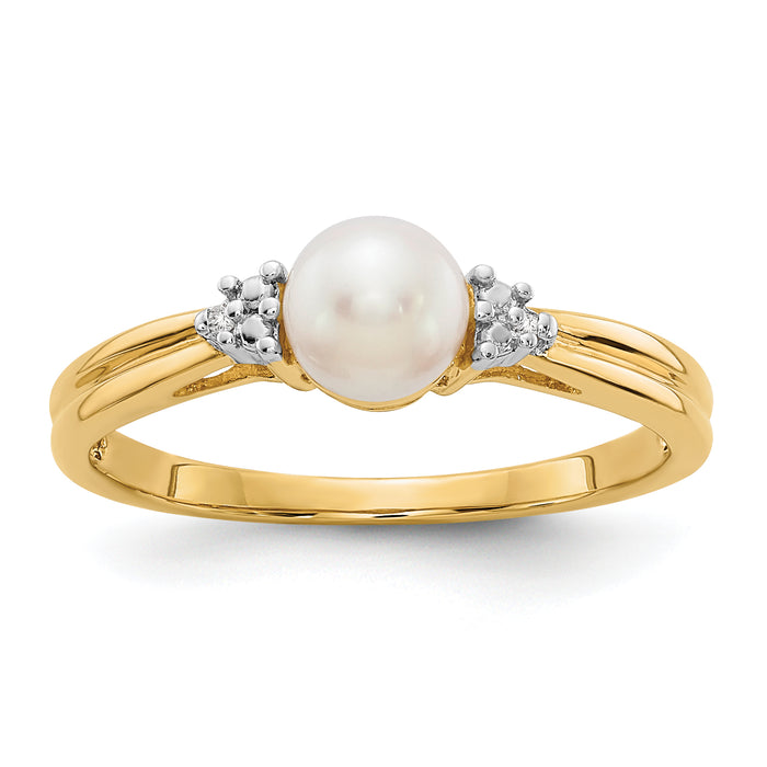 14k Diamond and FW Cultured Pearl Ring-Y11646AA