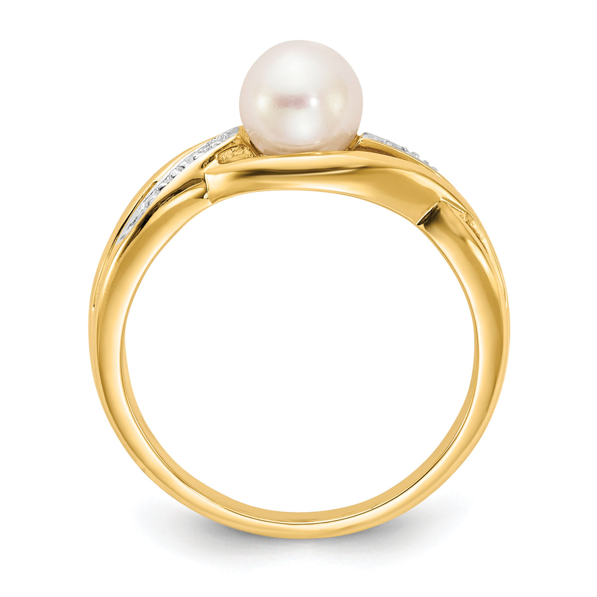 14k Diamond and FW Cultured Pearl Ring-Y11650AA