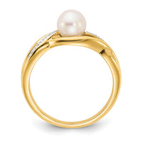 14k Diamond and FW Cultured Pearl Ring-Y11650AA