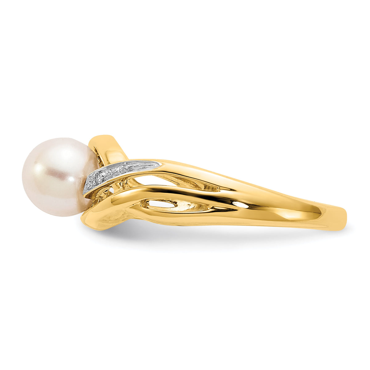 14k Diamond and FW Cultured Pearl Ring-Y11650AA