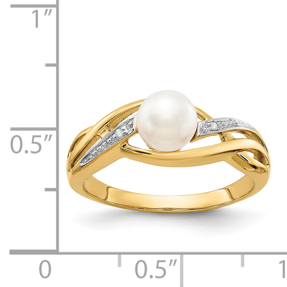 14k Diamond and FW Cultured Pearl Ring-Y11650AA