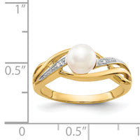 14k Diamond and FW Cultured Pearl Ring-Y11650AA