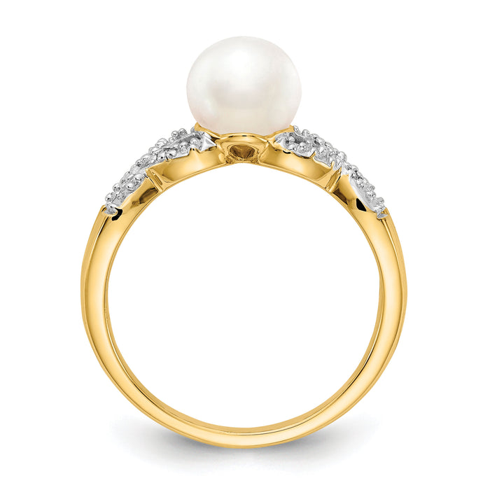14k Diamond and FW Cultured Pearl Ring-Y11651AA
