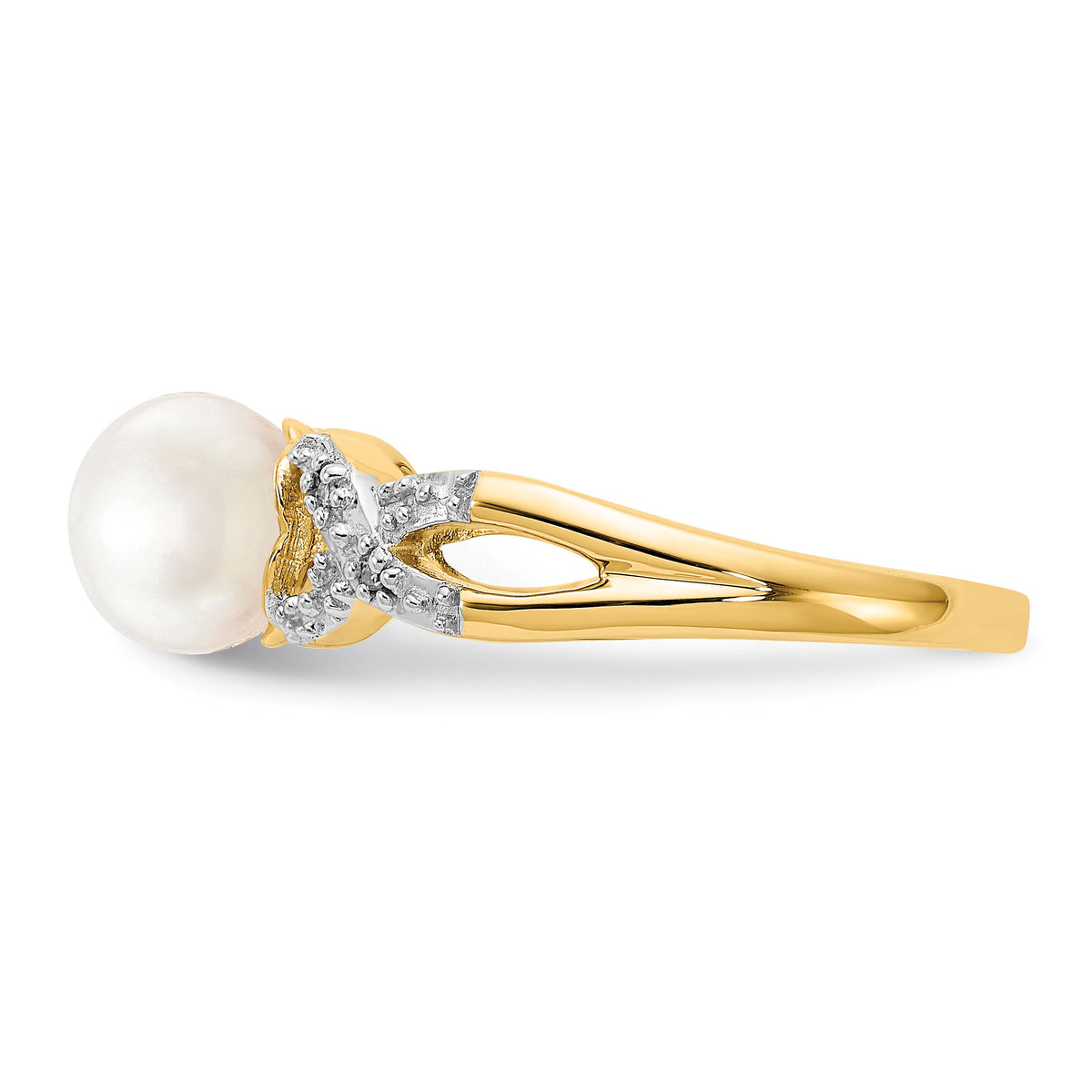14k Diamond and FW Cultured Pearl Ring-Y11651AA