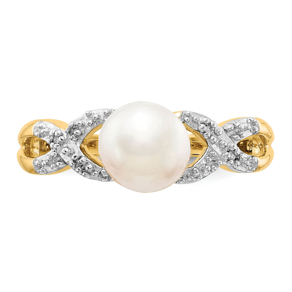 14k Diamond and FW Cultured Pearl Ring-Y11651AA