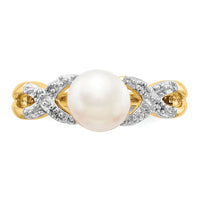 14k Diamond and FW Cultured Pearl Ring-Y11651AA