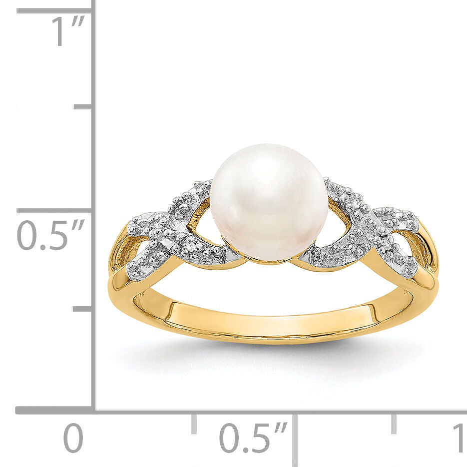 14k Diamond and FW Cultured Pearl Ring-Y11651AA