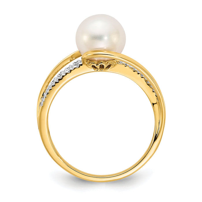 14k Diamond and FW Cultured Pearl Ring-Y11652AA