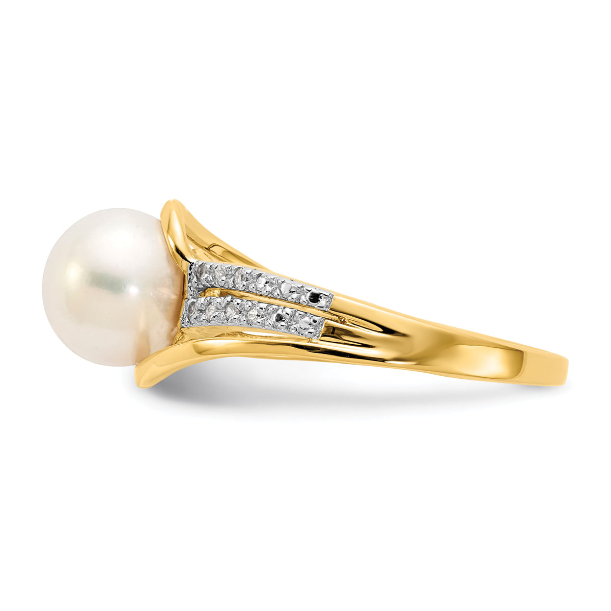 14k Diamond and FW Cultured Pearl Ring-Y11652AA