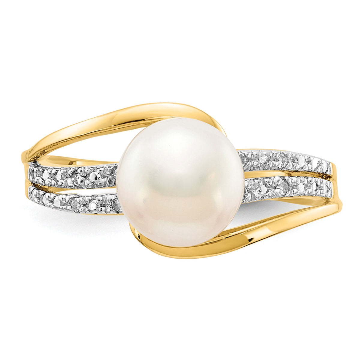 14k Diamond and FW Cultured Pearl Ring-Y11652AA
