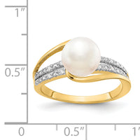 14k Diamond and FW Cultured Pearl Ring-Y11652AA